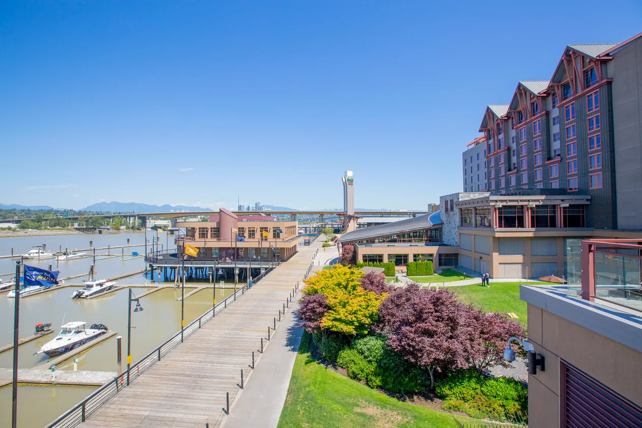 River Rock boardwalk, marina and hotel on the Fraser River