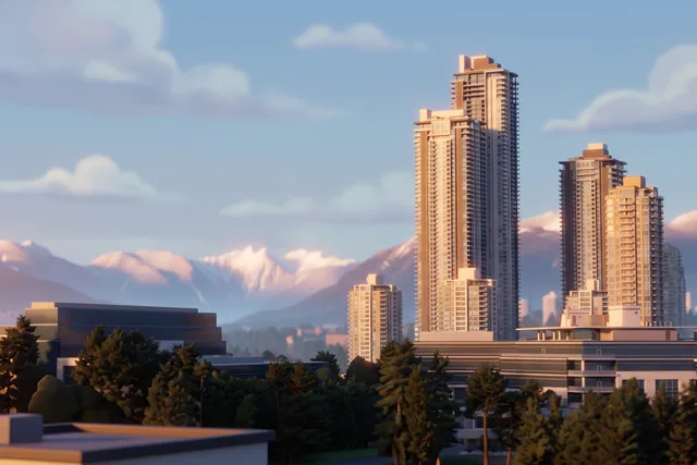 Burnaby towers and North Shore peaks seen from Grand Villa
